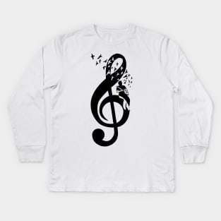 Treble Clef - Cigar Box Guitar Kids Long Sleeve T-Shirt